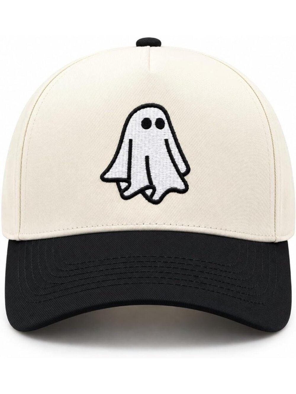 Unisax Ghost-black/Beige Cartoon Ghost Embroidered Halloween Baseball Caps
